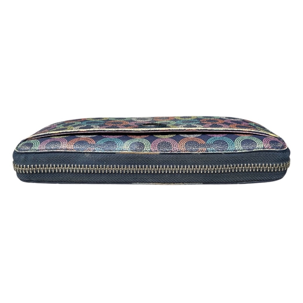Coach Waverly Signature C Coated Canvas Accordion Zip Around Wallet, Navy Multi - Picture 6 of 12